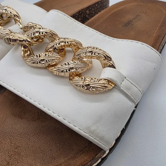 Alexis Bendel‎ White Chain Detail Slide Sandals Comfort Size 11 - Picture 4 of 9